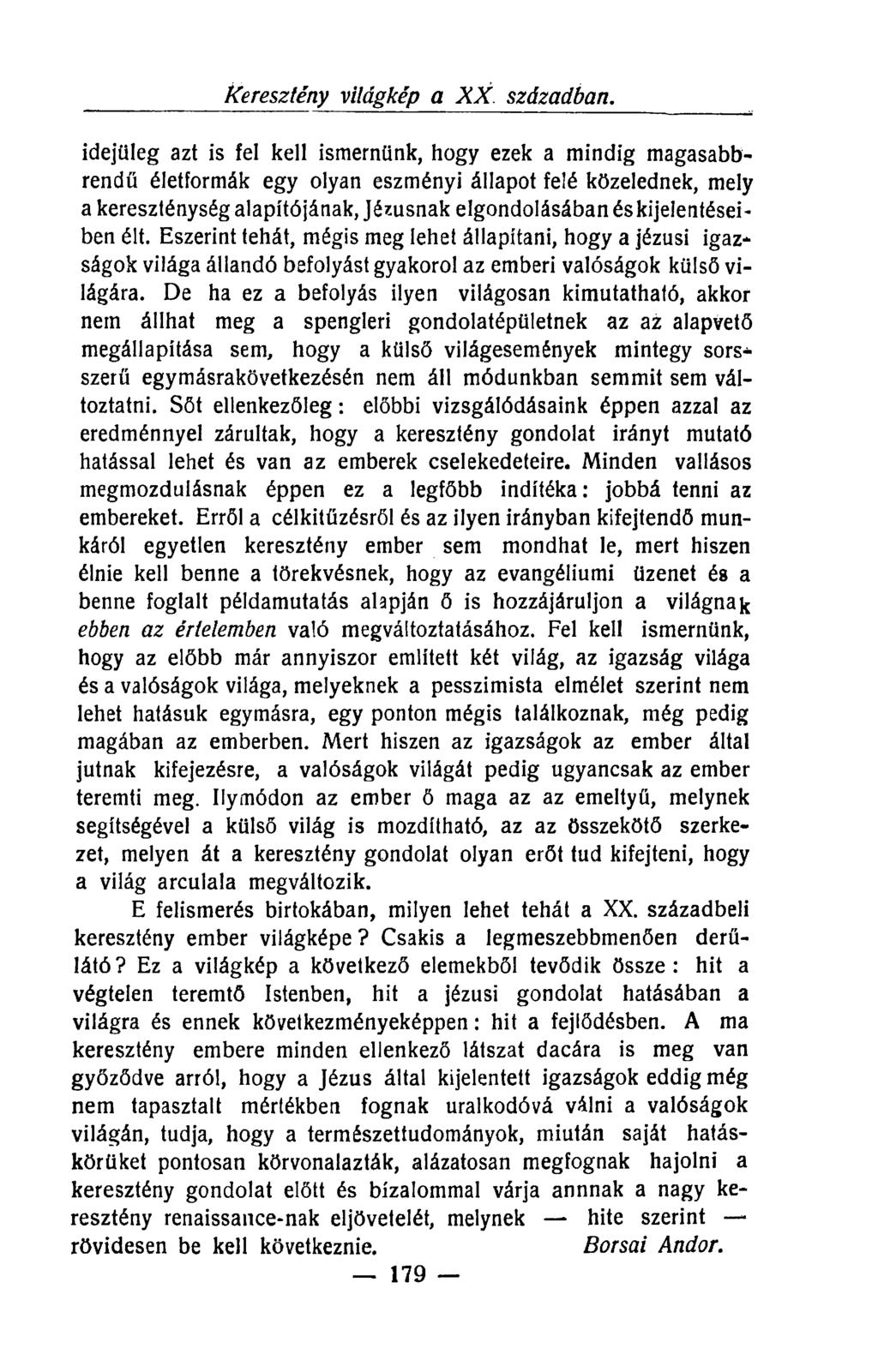 keresztény világkép a XX. században.