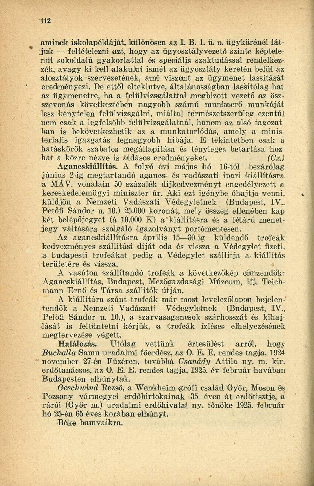 aminek iskolapéldáját, különösen az I. B. L ü. o.