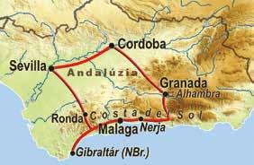 A katedrális és az Alcazar Sevillában Cordoba történelmi központja Az Alhambra, az El Generalife 1. nap: Budapest Malaga Costa del Sol Elrepülés Malagába.