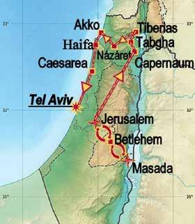 Jeruzsálem óvárosa és a Városfal Születés Temploma Betlehem Bahá i Szent Helyek Haifában Masada erőd Tel-Aviv Fehér Város Acre (Akko) óvárosa 1.
