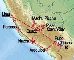 nap: Budapest Lima Elrepülés Budapestről átszállással Peru fővárosába, Limába. Szállás Limában. 2. nap: Pachacamac Paracas Ballestas-szigetek Nasca Korai indulás délre.
