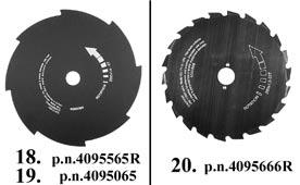 Multiline pea ø 2,75 /73 mm 6 ruutläbilõikelist jõhvi, külg 3 mm 9. Multiline pea ø 2,75 /73 mm 8 ruutläbilõikelist jõhvi, külg 3.3 mm 11. Muru lõiketera ø 12 /305 mm, paksus 1,6 mm 12.