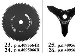 3 dantukų nailoniniai ašmenys ø 10 /255 mm 5. Pro Trim Professional 3 ašmenų diskas ø 12"/315 mm 7. Tap and go galvutė ø 130 mm 2 nailoninės virvės ø 3 mm 7A.