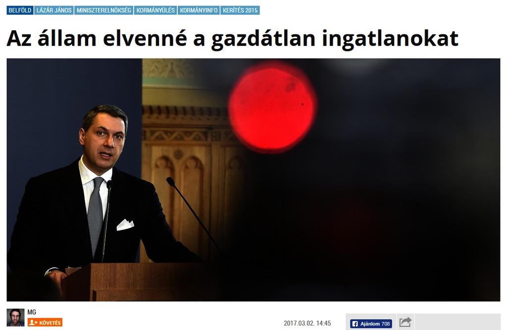 A kormány az Országgyűléssel mondatná ki, hogy ha a tulajdonos 115 évnél régebben született, és a járási hivatal által közzé tett hirdetmény útján nem sikerül megtalálni az ingatlan (például egy