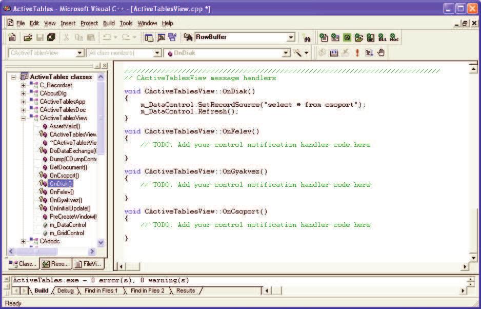 Eseménykezel k definiálása void voidcactivetablesview::oncsoport() {{