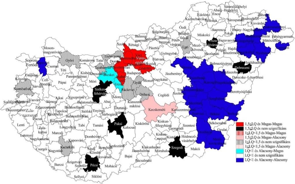4. Az ágazatok térbeli koncentráltságának vizsgálata Magyarországon 105 4.19.