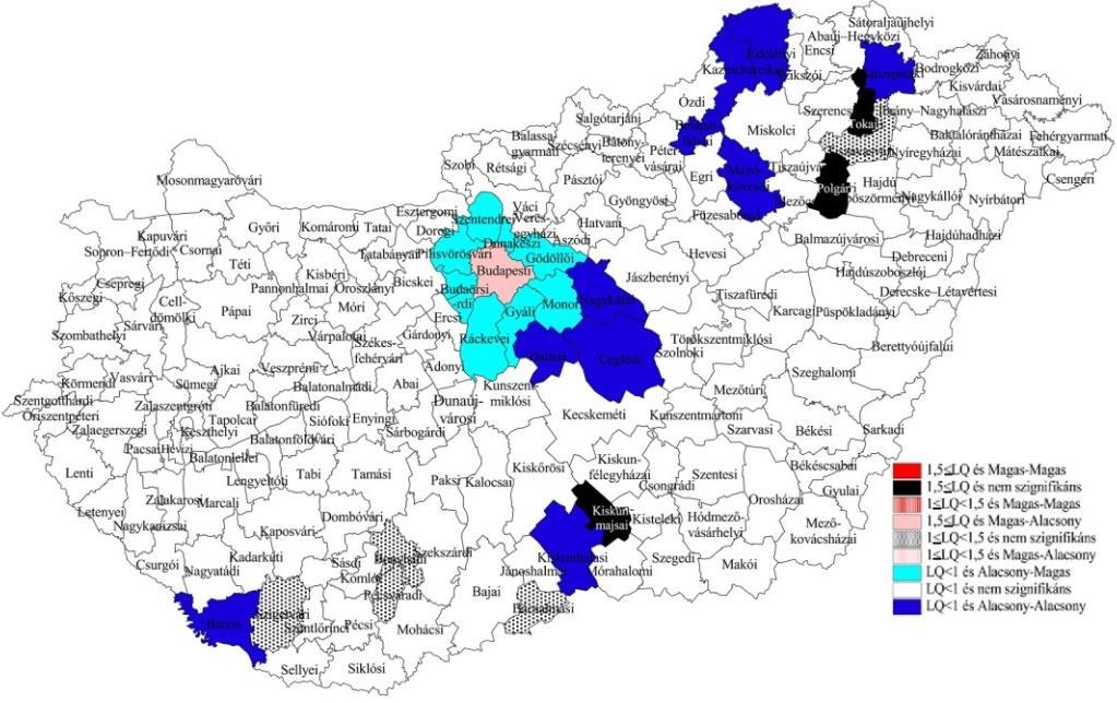 4. Az ágazatok térbeli koncentráltságának vizsgálata Magyarországon 107 4.21.