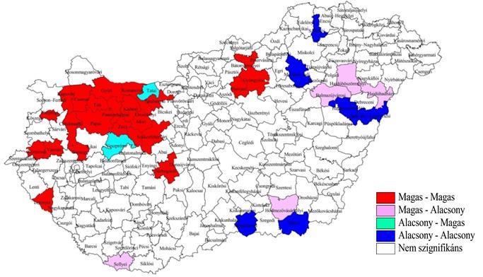 4. Az ágazatok térbeli koncentráltságának vizsgálata Magyarországon 67 4.3.