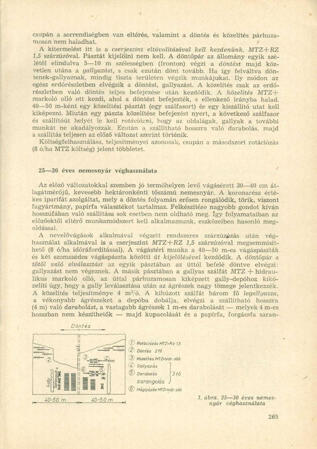 csupán a sorrendiségben van eltérés, valamint a döntés és közelítés párhuzamosan nem haladhat. A kitermelést itt is a cserjeszint eltávolításával kell kezdenünk. MTZ+RZ 1,5 szárzúzóval.