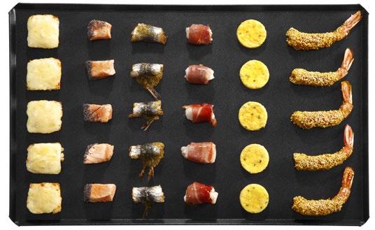 FINGER FOOD ÉS ÉDES/SÓS FALATKÁK KÉSZÍTÉSE Alumínium ötvözetből készült sima vagy lyukas tálcák,