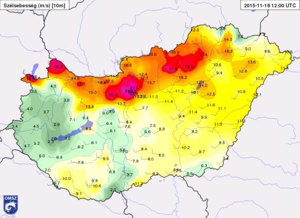 30 m/s-os lökések is előfordultak. A különösen erős szelet a Budai-hegység völgyeiben felgyorsuló levegő okozta.