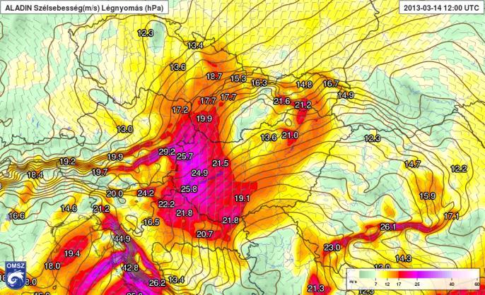 Az előrejelzések alapján két szélcsatorna különíthető el: egy északnyugati irányú szélcsatorna a Dunántúlon és egy északkeleti a Bodrogköztől egészen a Dél-Dunántúlig.