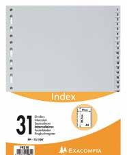 Regiszter karton 1 31-ig elefántcsont-színű lapok regiszterfülekkel 155 g/m 2