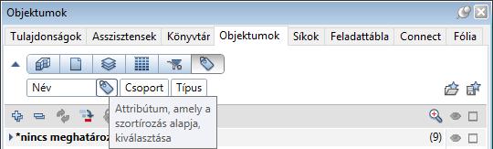 Allplan 2019 Jobb áttekintés a továbbfejlesztett Objektumok palettával 55 Objektumok paletta attribútumok szerint Az Objektumok palettán az előre meghatározott Szortírozás attribútum szerint