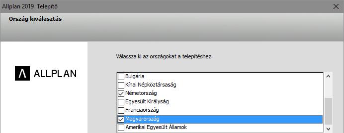 Allplan 2019 Bővítések a nemzetközi projekteken való munkához 77 Országspecifikus projektek Projektek meghatározhatók országspecifikusan, azaz egy projekt tartalmazhatja egy bizonyos ország