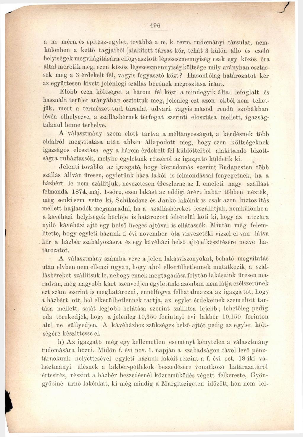 496 a m. raérn. és épitész-egylet, továbbá a m. k. term.