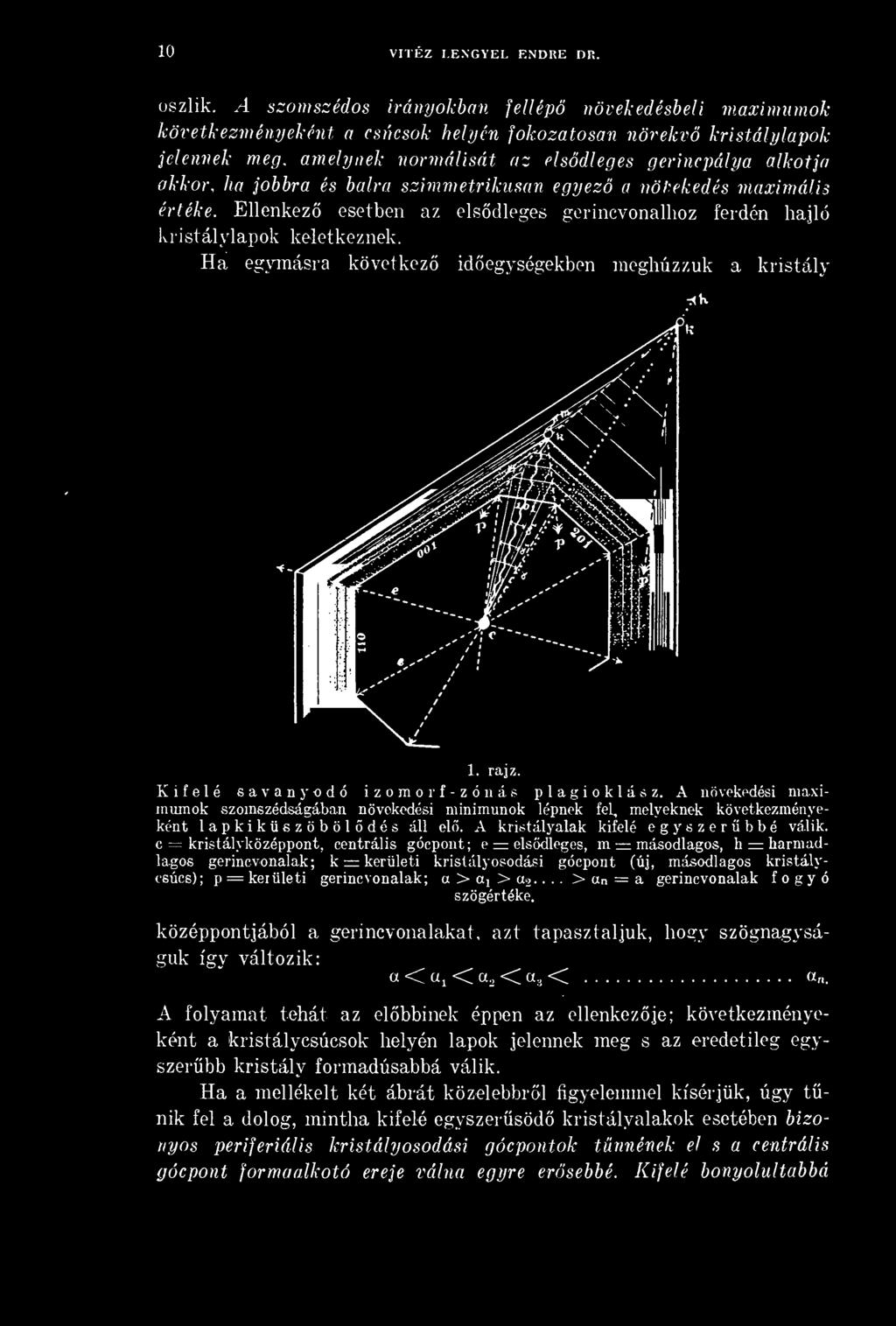 Ellenkez esetben az elsdleges gerincvonalhoz ferdén hajló kristálylapok keletkeznek. Ha egymásra következ idegységekben meghúzzuk a kristály -*K 1. rajz. Kifelé savanyodó izomorf-zónás plagioklász.