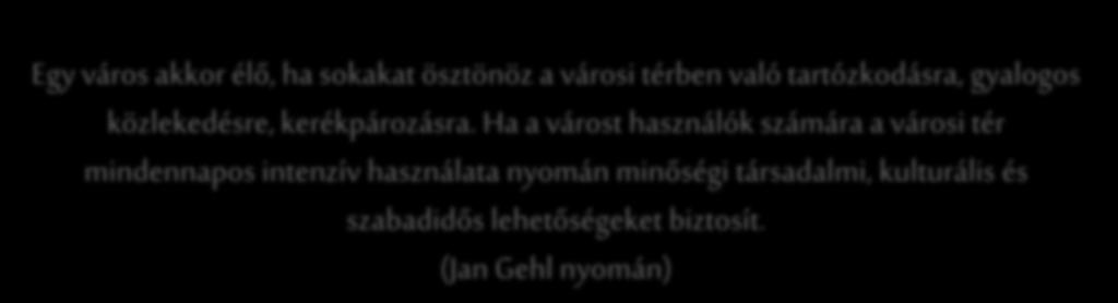 A megújítás során célba vett terület A Savoyai Jenő tértől/ Oroszlános udvartól a Vágóhíd utcáig terjedő organikus részek * Egy város akkor élő, ha sokakat ösztönöz a városi térben való