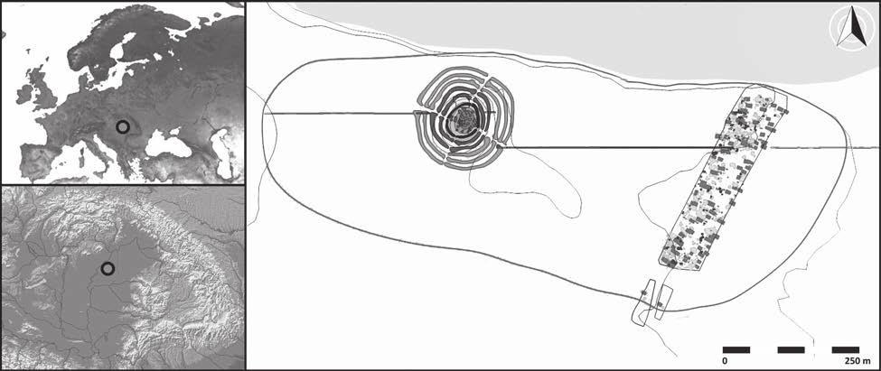 8 CSIPPÁN PÉTER 1. kép. A tell és a horizontális települések elhelyezkedése Polgár-Csőszhalom késő neolitikus lelőhelyen Fig. 1. Localization of the tell and the horizontal settlements of the Late Neolithic site of Polgár-Csőszhalom Első ízben Charles A.