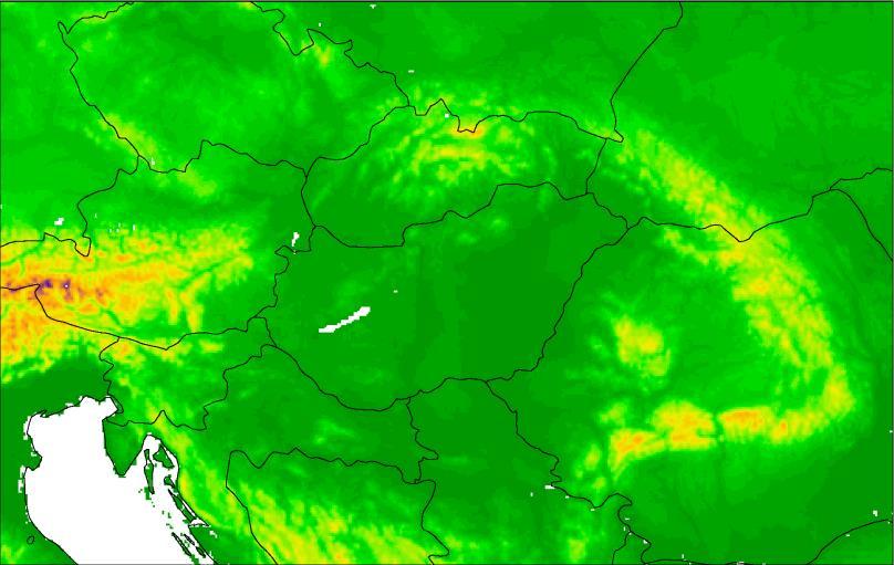 , 2015; Szűcs et al., 2016). 1.5.2. ábra: Az operatív AROME modell integrálási tartománya (Szintai et al., 2015).