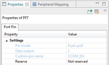 (Megjegyzés: ne lepődjünk meg, ha elsőre a Data output sor helyett egy másikat ( Pullup ) látunk. Miután beállítjuk a láb módját Push-pull -ra, meg fog jelenni a Data output sor.