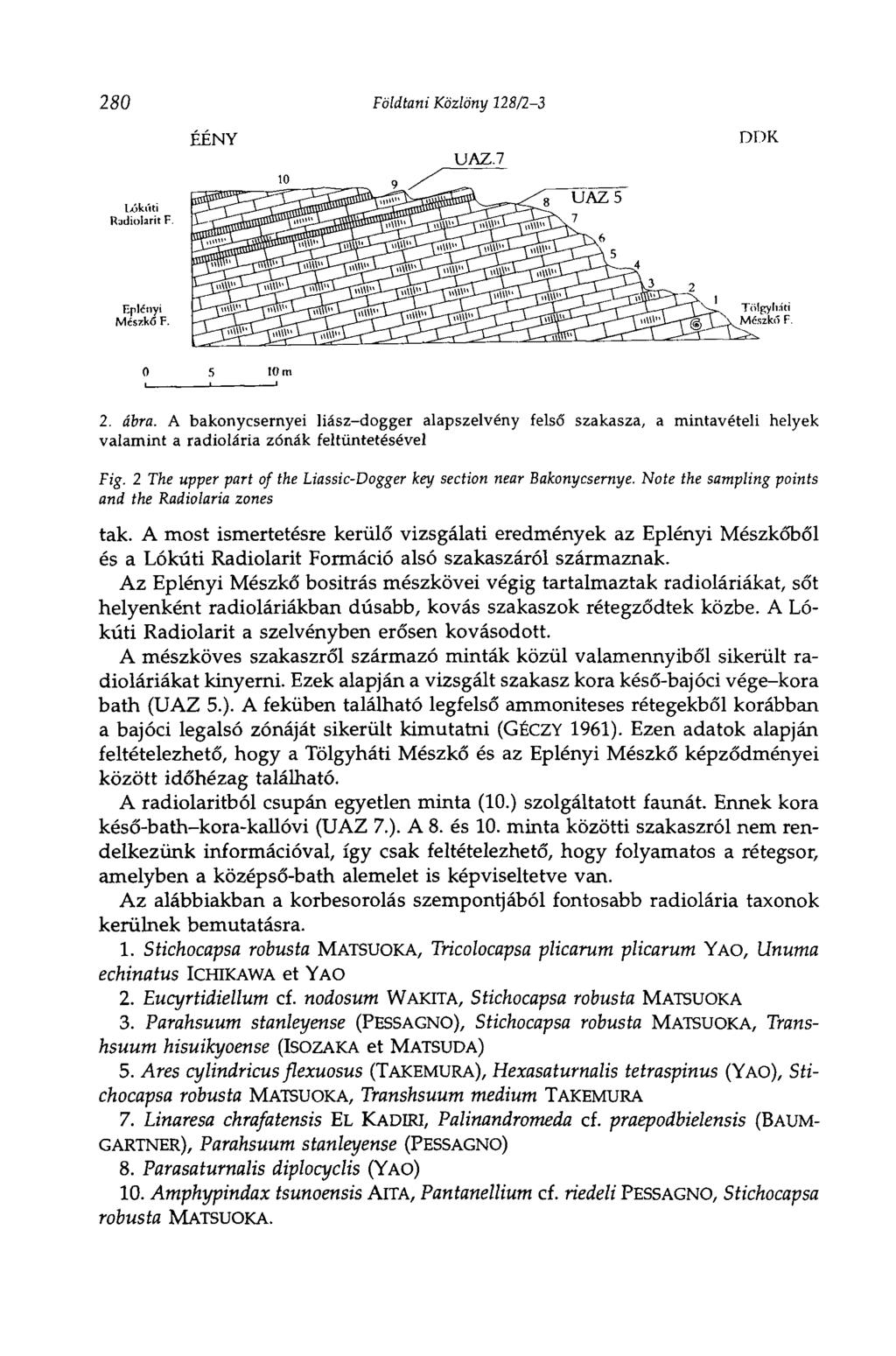 280 Földtani Közlöny 128/2-3 ÉÉNY UAZ.7 DDK Ixjkiíti Radiolarit F Eplcnyi Mészkő F. 0 S 101 2. ábra.