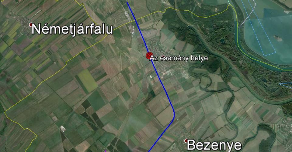 Bejelentések, értesítések 2. ábra: az esemény közelebbi helye A KBSZ ügyeletére az esetet 2016. február 21-én, 15:34-kor (a bekövetkezés után 24 perccel) jelentette a GySEV Zrt. diszpécsere.
