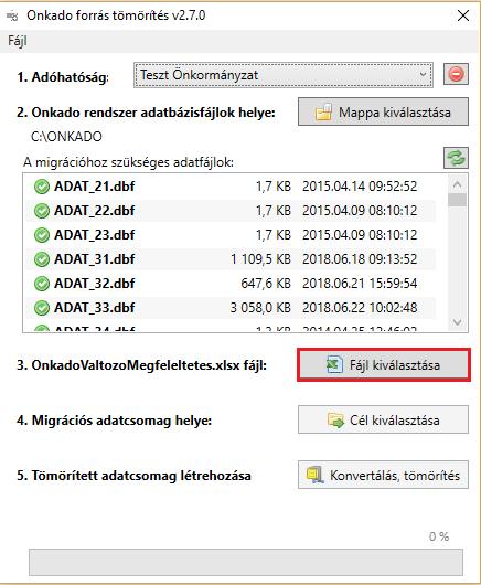 Fontos! A migrációhoz szükséges OnkadoValtozoMegfeleleltetes.