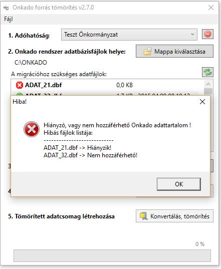 Az érvényes ONKADO adatokat tartalmazó könyvtár