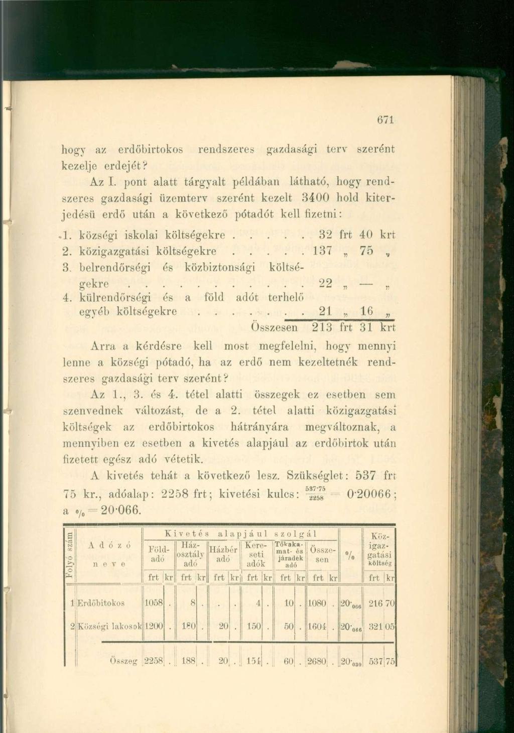 hogy az erdőbirtokos rendszeres gazdasági terv szerént kezelje erdejét? Az I.