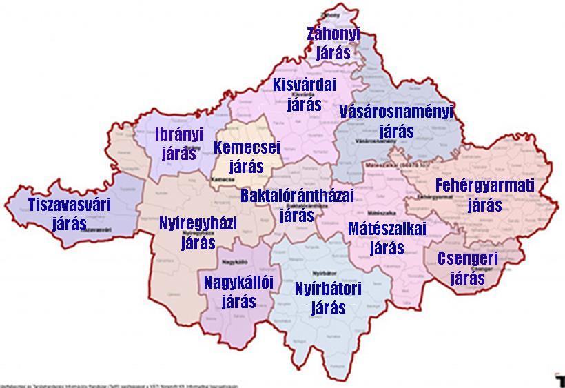 Szabolcs-Szatmár-Bereg megyében összesen 229 település van, melyek közül egy település, a megyeszékhely, Nyíregyháza számít felsőfokú központnak.