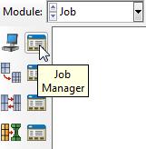 2. Feladat lefuttatása: A Job modul eszköztárából kattintsunk a Job Manager ikonra A megjelenő Job manager ablakban alapból ki van választva az előbb