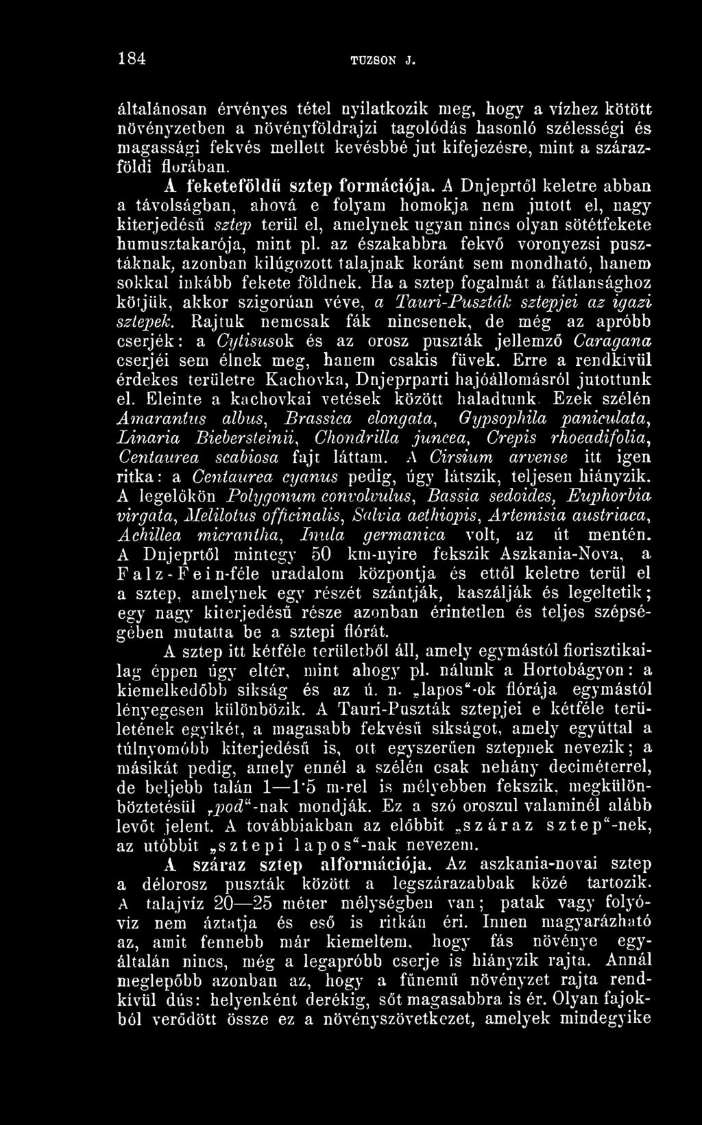 flórában. A teketeföldü sztep formációja.