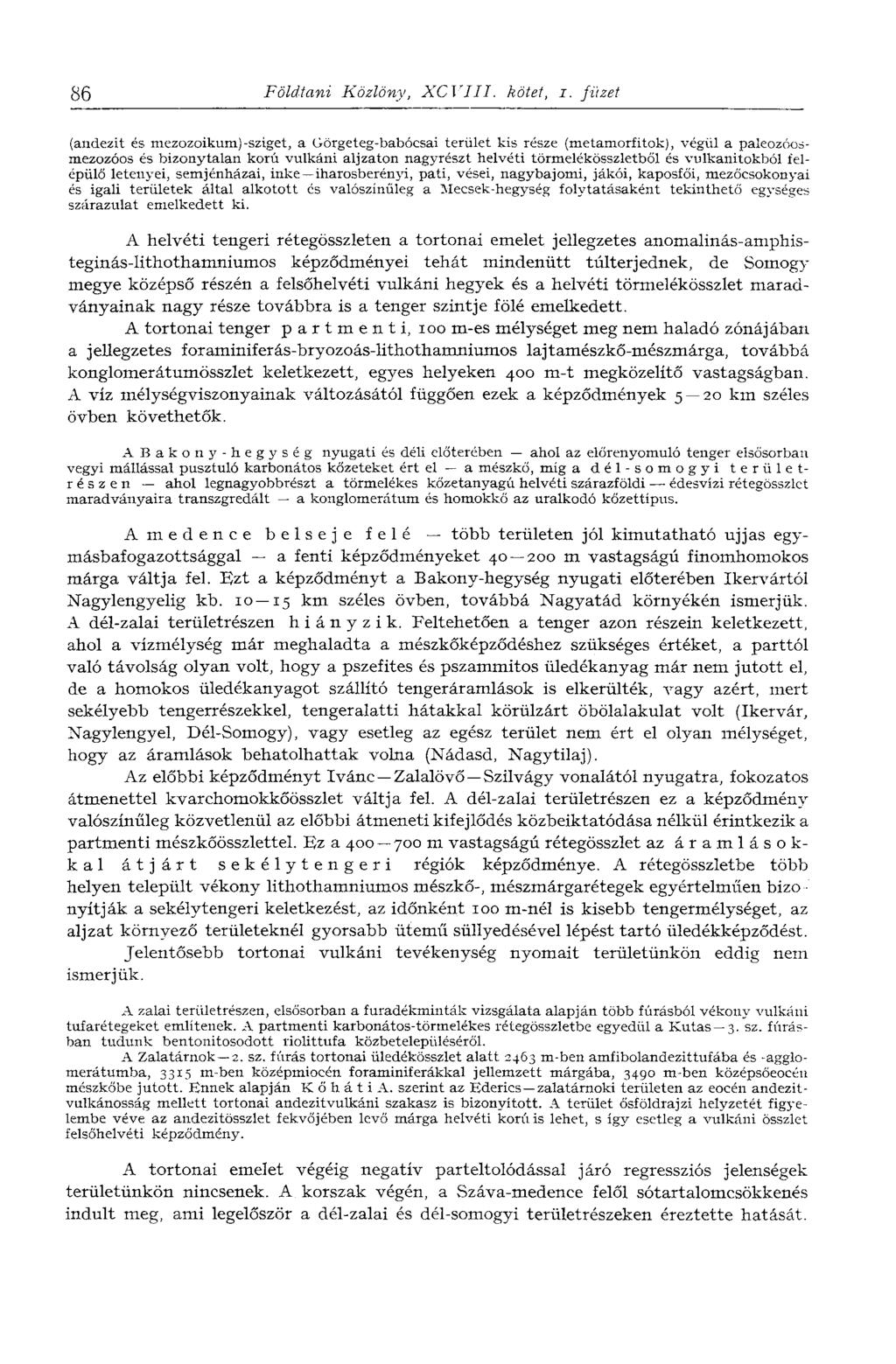 86 Földtani Közlöny, XCVIII. kötet, i.