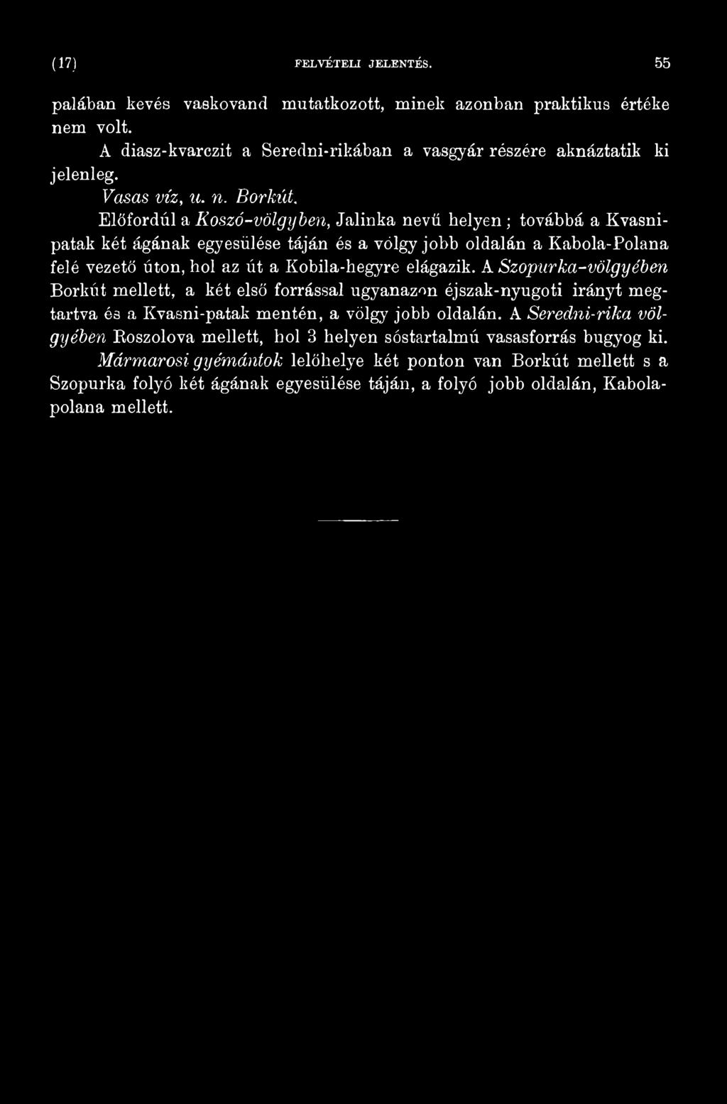 A Szopurka-völgyében Borluit mellett, a két első forrással ugyanazon éjszak-nyugoti irányt megtartva és a Kvasni-patak mentén, a