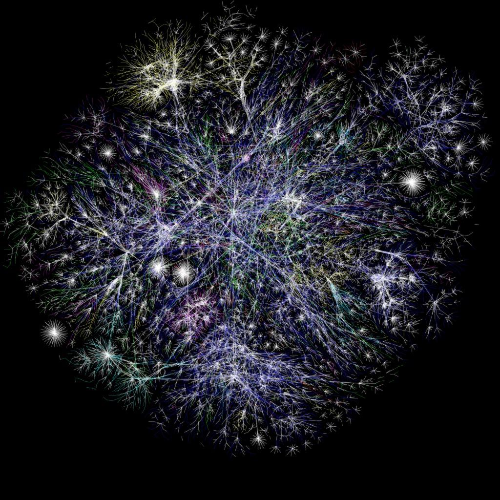 partial map of the Internet from the 2005-01-15 data found here using a slightly different rendering technique than was used to generate the maps there.