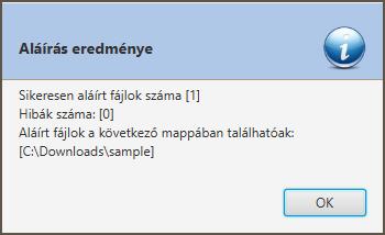 Az OK gombra kattintva az üzenetablak bezárul és a képernyőn a