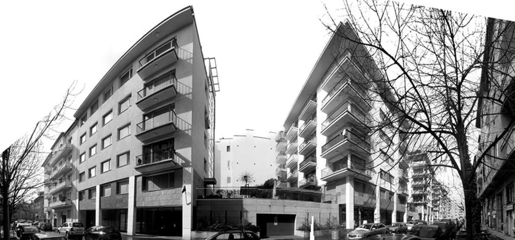 views to the inner open space - boundary between public and private spaces is clearly marked by buildings or transparent fences Kapás Street, Budapest / arch. Zs.