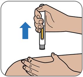 6. lépés: A második kattanás után lassan számoljon 15-ig, hogy az injekció biztosan beadásra kerüljön.
