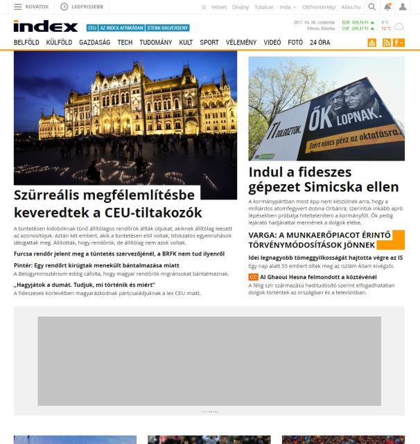 Banner listaár Index címlapon () Platform: desktop Felület: Index címlap Hirdetési formátum és napi listaár: Billboard (970x250 px): 3.900.000 Ft Slider billboard (2 db 970x250 px, állókép): 3.900.000 Ft 3D billboard 2 (4 db 970x250 px, állókép): 3.