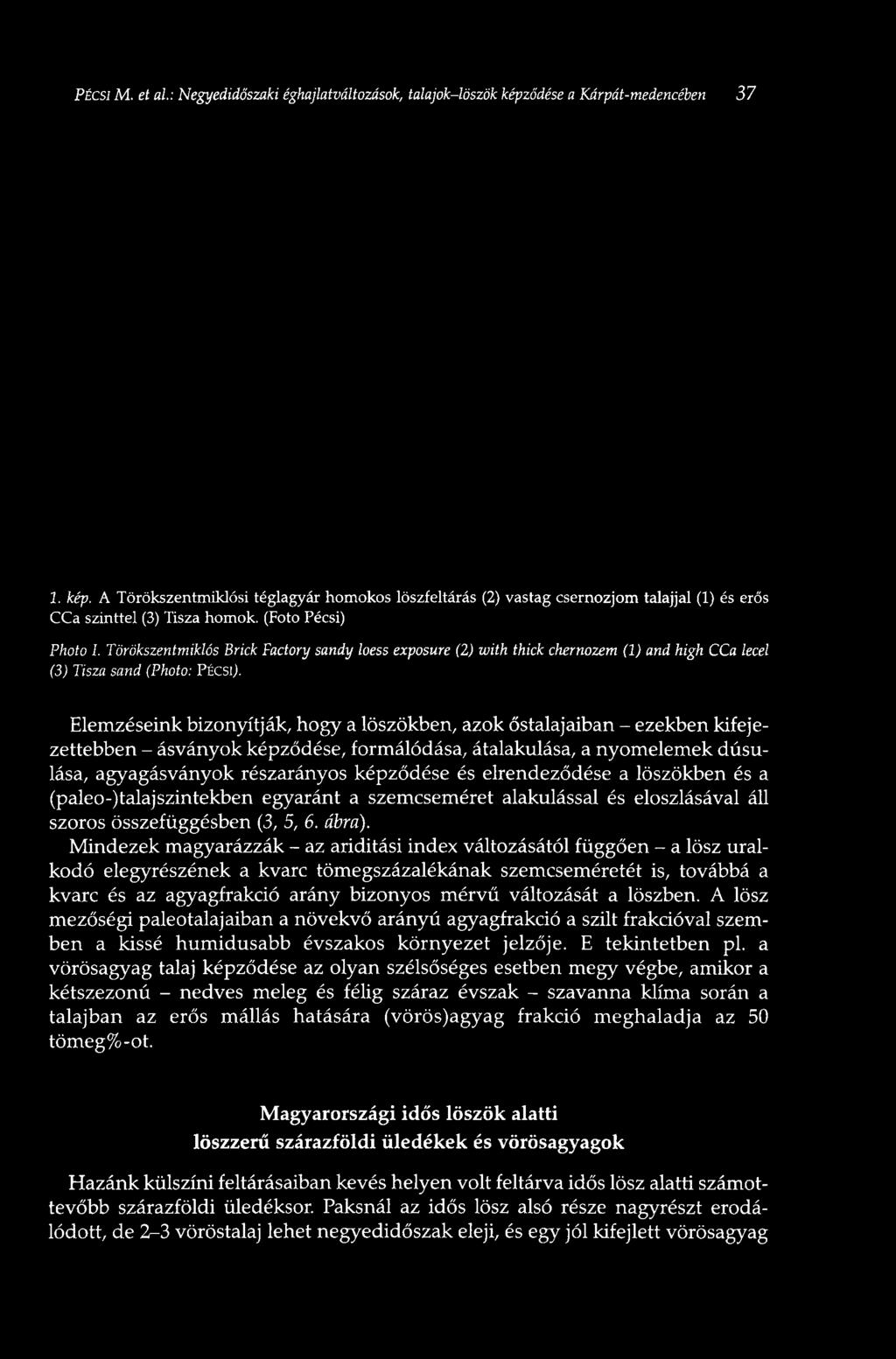 Elemzéseink bizonyítják, hogy a löszökben, azok őstalajaiban - ezekben kifejezettebben - ásványok képződése, formálódása, átalakulása, a nyomelemek dúsulása, agyagásványok részarányos képződése és