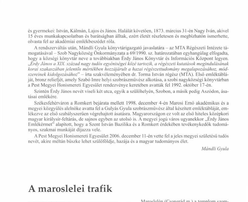 A rendszerváltás után, Mándli Gyula könyvtárigazgató javaslatára - az MTA Régészeti Intézete támogatásával Szob Nagyközség Önkormányzata a 69/1990. sz.