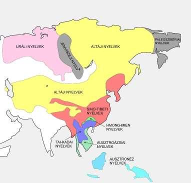 Ázsiában. Az Y-kromoszóma leszármazási vonalak alapján 4 hipotetikus nyelvcsalád párosítást állítottak fel a kutatók: 1. ausztronéz tai-kadai, 2. mon-khmer hmong-mien, 3.