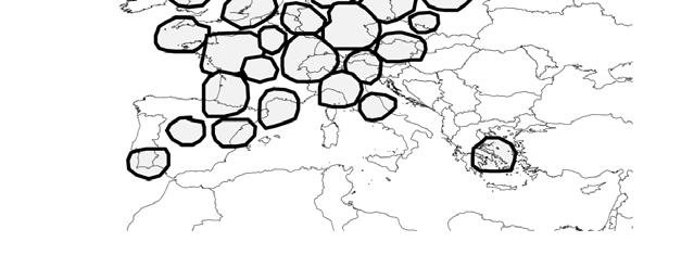megjelent (ESPON, 2012). Az Európai Pentagon London-Párizs-Milánó- München-Hamburg városok által meghatározott területét az 1999-ben megjelent Európai Terület Fejlődési Direktíva (ESDP) írta le (2.