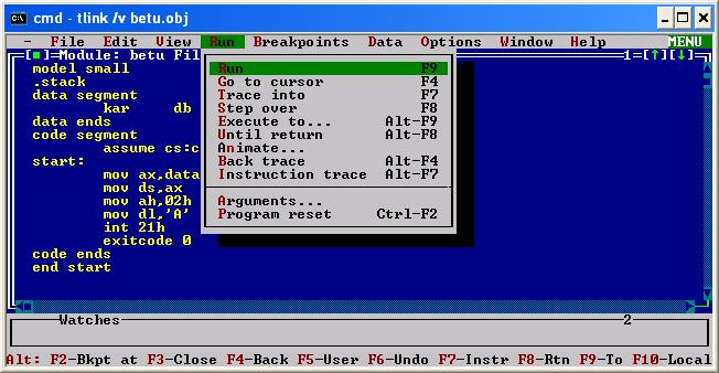 22. ábra További lehetőségeket a 22. ábra ad, pl Step over F8, ami a részprogramok címét használja, a részprogramokba nem lép be. A következő fontos lehetőség az egyes objektum értékének figyelése.