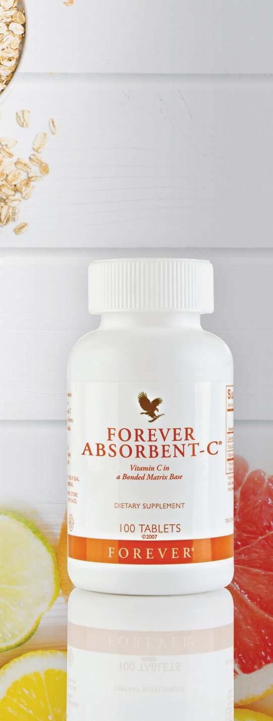 Forever Absorbent-C Dodatak prehrani u obliku tableta za žvakanje sa sladilom i medom. U jednoj tableti nalazi se 60 mg C vitamina koji smo radi bolje apsorpcije spojili s 500 mg zobenih mekinja.