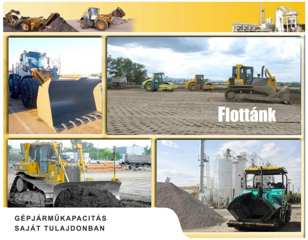 Rakodó és bontó gépek: - 1db Hitachi 350 LC típ. 35 tonnás lánctalpas kotrógép /2,5 m 3 / - 1db Hitachi 250 LC típ. 25 tonnás lánctalpas kotrógép /1,9 m 3 / - 1 db Hitachi 210 LC típ.