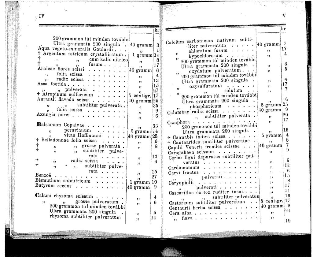 IY ''~''..,,..,.~ ------- i~~~~ 200 granunou túl minden t.ovllbbi! /' Jj, Ultra granunata 200 singula 40 grarnm. 3 > Aqua vegeto-rnioeraiis Goulardi. : n '; t Argenturn nitricum Cl'J'stall!sat~~.