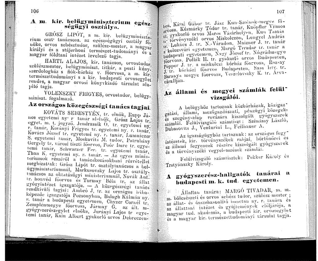 06. Jiir. lclii:.:;yniuisztcl'in ségii~yi oszt;llya. GltÚSZ LlPÚ'l\ a n. kír. iuu oszt Lanicso.>a. az t.j!!ész!<égügyi o.;;zlfdy fő~ uöke, orvos sebéh;dudor, s:r.