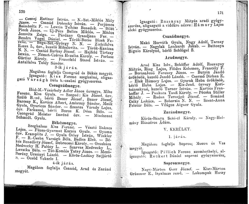 20 _ cirenaj Ruttner Istvün. - K.-Szt.-itiiklós ).Já!y János. - Csanád Dohocky Istviin. - Pejános Reitnboltz F. - Lovrin Telbisz Benedek. - 'Bilét. Plech Jri.nos. - Uj-PCcs Belics lliiklós.